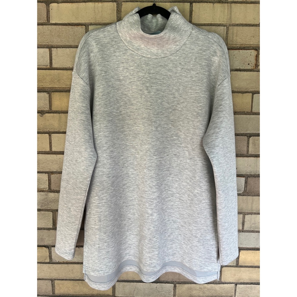 FLX Solace Grey Heathered Funnel Neck Tunic Sweatshirt Size Medium NWT
